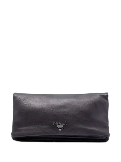 Prada Pre-Owned 2010-2026 Metallic Soft Calf Fold Over clutch bag Purple JWOURID92KIFSYRI