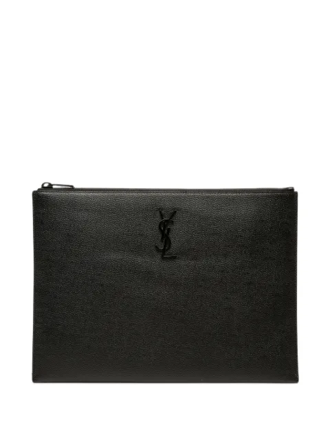 Saint Laurent Pre-Owned 2021 Grain De Poudre Monogram Monochrome iPad Case clutch bag Black Q89AE5X8PBNMWM0J