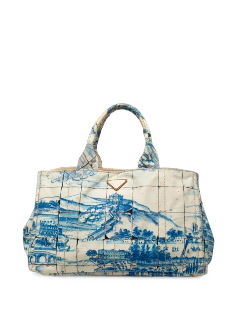 Prada Pre-Owned 2013-2014 Large Canvas Canapa Azulejos satchel Blue TOVJ4WB0CXX4SO31