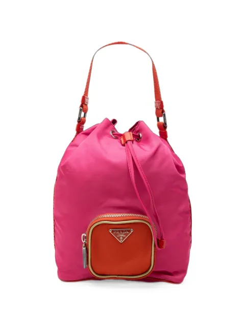 Prada Pre-Owned 2000-2013 Mini Bicolor Tessuto Drawstring bucket bag Pink 1DLNCVTLHKPCC8J2