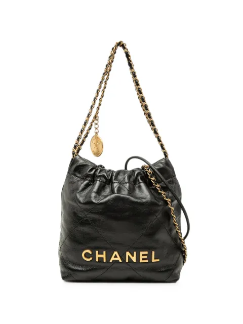 CHANEL Pre-Owned 2021-2026 Mini Shiny Calfskin 22 Handbag satchel Black 3CR43KHL2Y41UCWD