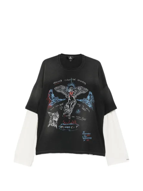 Represent graphic-print layered-sleeve T-shirt Black MLM3626