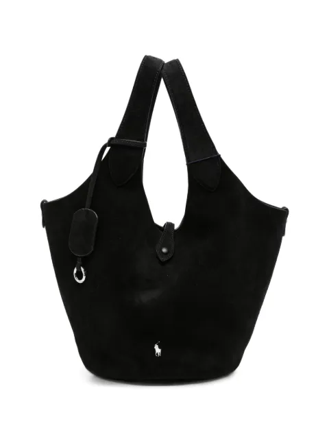 Polo Ralph Lauren logo-embroidered suede tote bag Black 428P23824