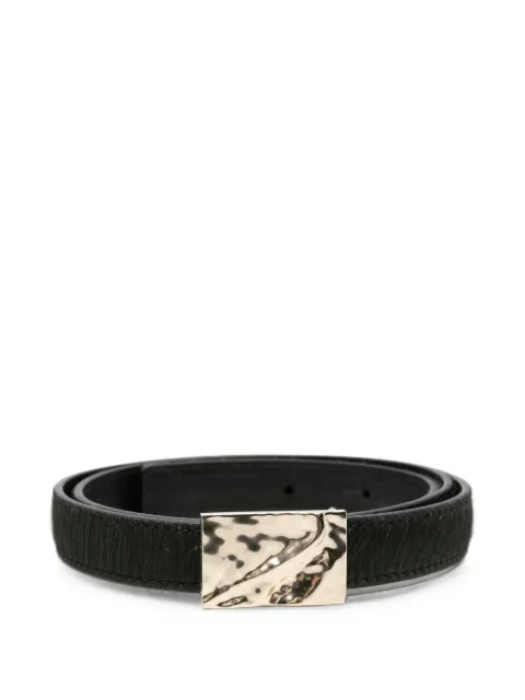 LouLou de Saison hammered-effect buckle belt Black MORGANLDS