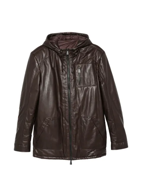 SERGIO MORETTI FIRENZE hooded leather jacket Brown 662926213