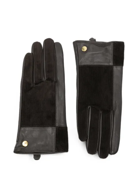 Barbour corduroy-panel leather gloves Brown LGL0162BR71