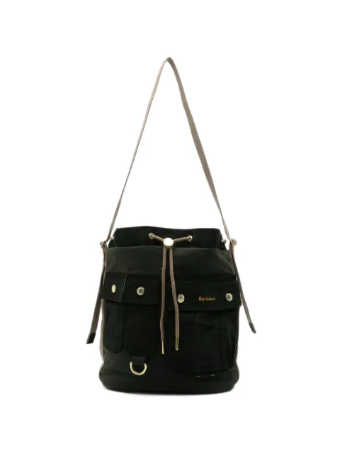 Barbour Mia Waxed drawstring shoulder bag Green LBA0557OL52