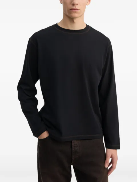 Another Aspect long-sleeve contrast-stitch T-shirt Black ATS30BB