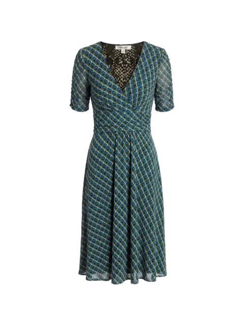 DVF Diane von Furstenberg Koren geometric-print ruched midi dress Blue D886ASPPTO