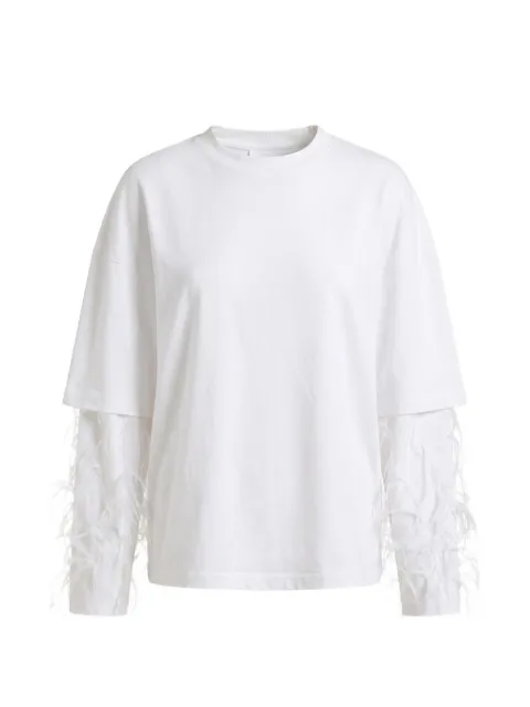 DARKPARK Troy feather-trim layered-sleeve sweatshirt White WJE15FJER01