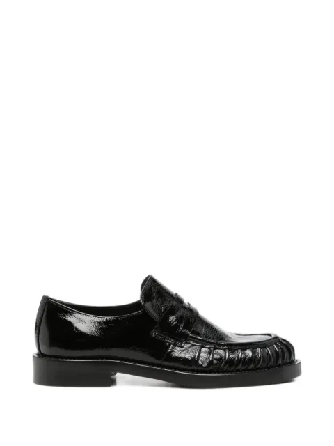 GUGLIELMO ROTTA ruched patent-leather loafers Black 64460138
