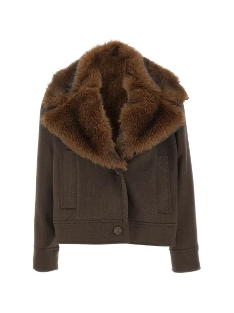 kaos faux-fur collar cropped jacket Brown SI1LE0286028
