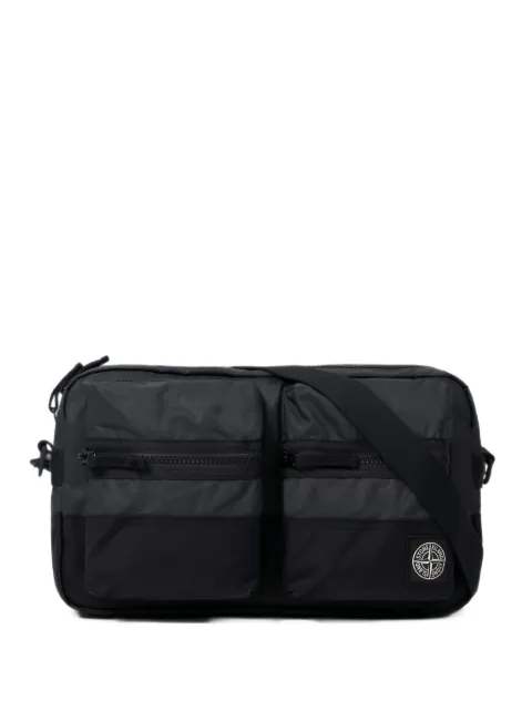 Stone Island logo-patch panelled shoulder bag Black L2S159200024S0331