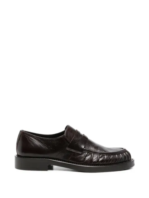 GUGLIELMO ROTTA ruched leather loafers Brown 64460138