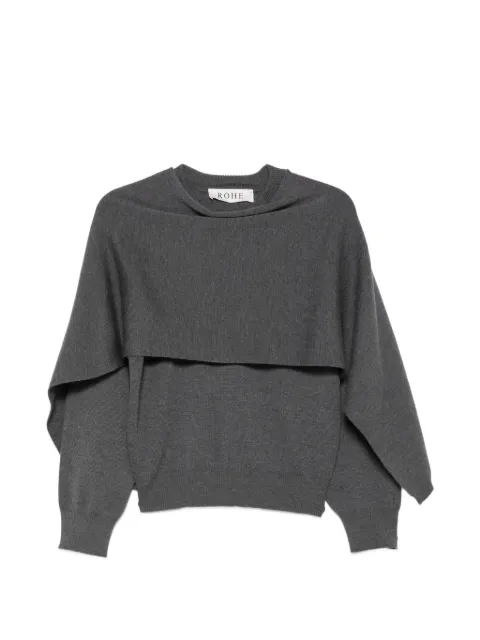 Róhe cape-overlay knitted sweater Grey 42123319