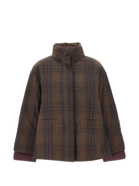 ELENA MIRÒ tartan-patterned waxed-cotton trench coat Brown F000Z000028N