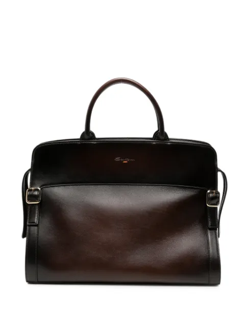 Santoni burnished leather tote bag Brown UIBBA3110DBHVPL
