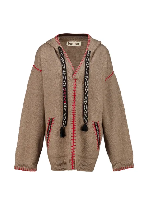 Baziszt Kafti whipstitch cashmere hoodie Neutrals BZPF26HO01393