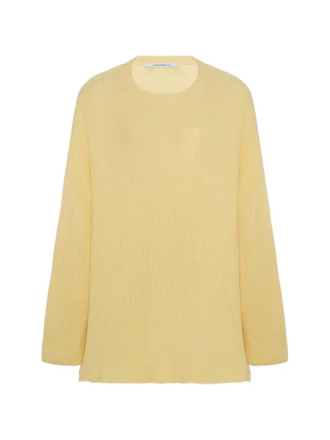 Another Tomorrow Draped crew-neck sweater Yellow A226KT172CO