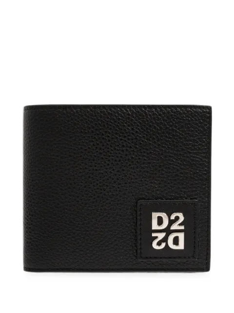 DSQUARED2 logo-plaque pebbled leather wallet Black WAM008225109053