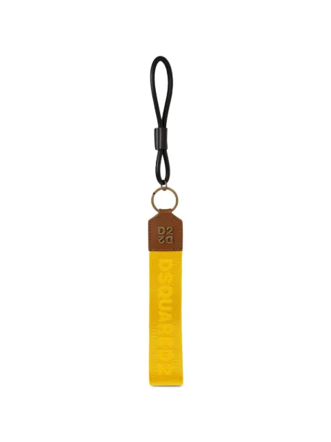 DSQUARED2 logo-embroidered leather keychain Yellow SGM002620203239