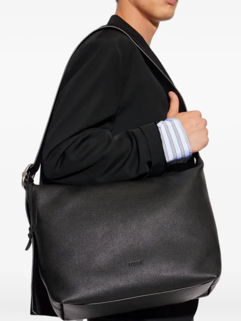 LOEWE large Loop leather shoulder bag Black BB22003X01