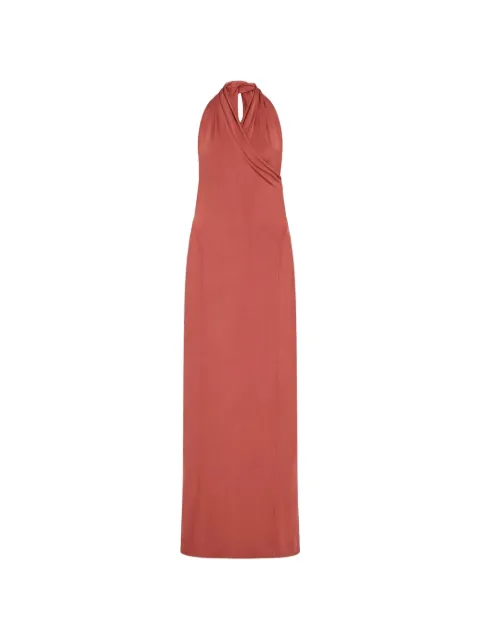 Another Tomorrow Gathered halter maxi dress Orange A226DR140VIPSM