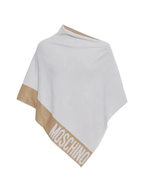 Moschino metallic-thread logo-print poncho White 30667M3348