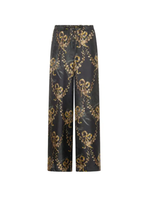 Pierre-Louis Mascia Aloe floral-print silk palazzo pants Black ALOESPT11094SE149923101