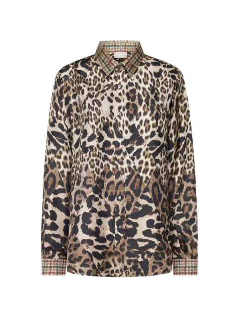 Pierre-Louis Mascia leopard-print silk shirt Brown ALOESCML