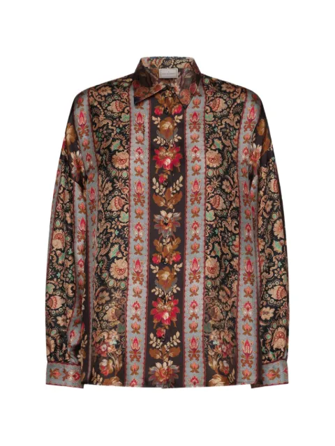Pierre-Louis Mascia Aloe floral-print silk shirt Black ALOESCML12049SE519474101