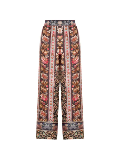 Pierre-Louis Mascia Aloe floral-print silk palazzo pants Brown ALOESPT12450SE519439101