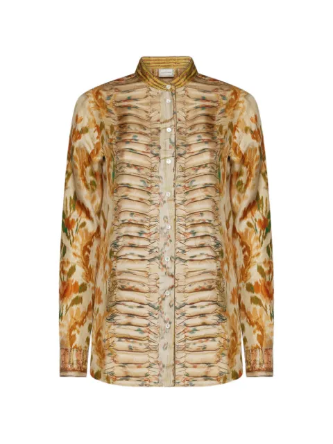 Pierre-Louis Mascia Aloe long-sleeve silk shirt Neutrals ALOESCML11721SE519486101