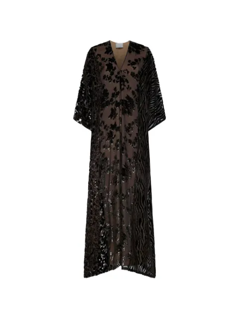 Pierre-Louis Mascia sequin-embellished velvet-motif dress Brown PATCHDEVAB12970VIMORONERO