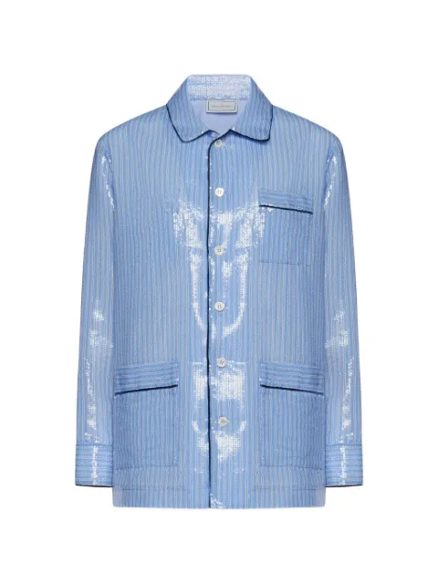 Pierre-Louis Mascia Kurhi sequin-embellished striped shirt Blue KURHICML12959PL149413101