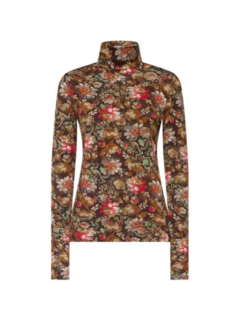 Pierre-Louis Mascia Sassonia floral-print turtleneck top Brown SASSONIASDO12351VI149902101