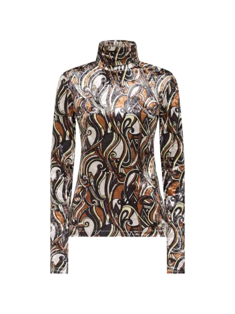 Pierre-Louis Mascia Ranat swirl-motif turtleneck top Brown RANATSDO12351PL150180101