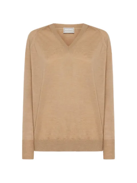 Pierre-Louis Mascia Tricot floral-print V-neck fine-knit top Neutrals TRICOTMGNPTM005WO150171101