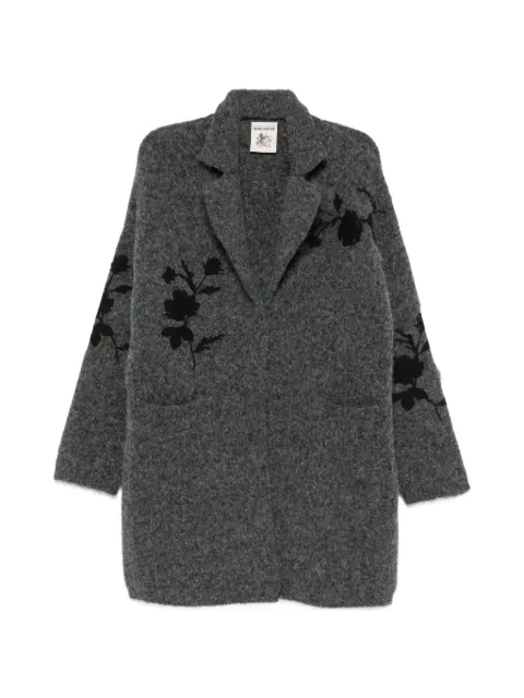 Semicouture floral-intarsia notched-lapels coat Grey Y6WF42