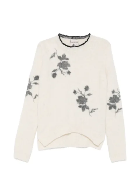 Semicouture floral-jacquard crew-neck sweater White Y6WF40