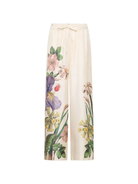 Pierre-Louis Mascia Aloe botanical-print silk palazzo pants Neutrals ALOESPT11094SE519107101