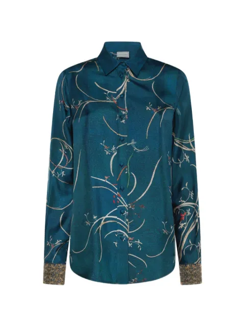 Pierre-Louis Mascia Aloe botanical-print silk shirt Blue ALOESCML11190SE519339101