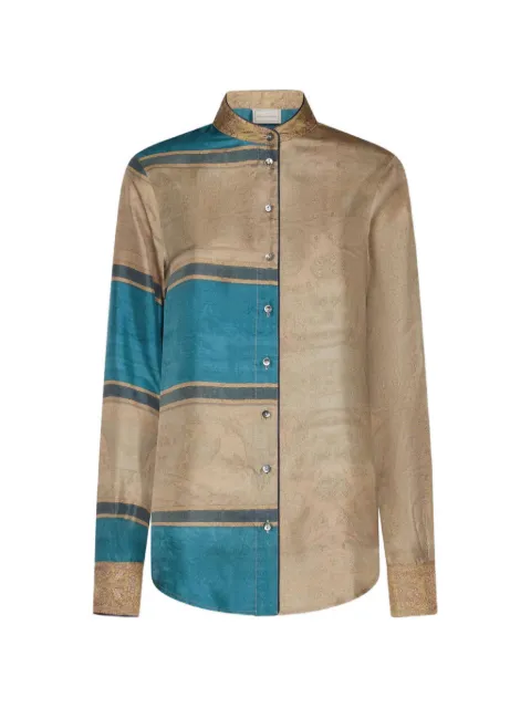 Pierre-Louis Mascia stripe-motif silk shirt Neutrals ALOESCML11721SE519341101