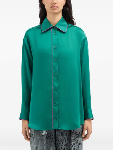 Pierre-Louis Mascia Mutka piped silk shirt Green MUTKAUCML12936SE72037VERDEB