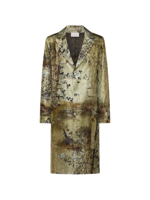 Pierre-Louis Mascia JP682DOX floral-print lapel-collar coat Green JP682DOXCPT12107VI519564102