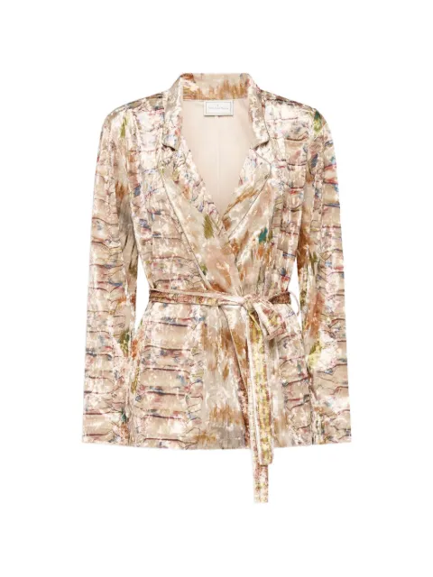Pierre-Louis Mascia Ranat belted brushstroke-print blazer Neutrals RANATSGC12183PL150189101