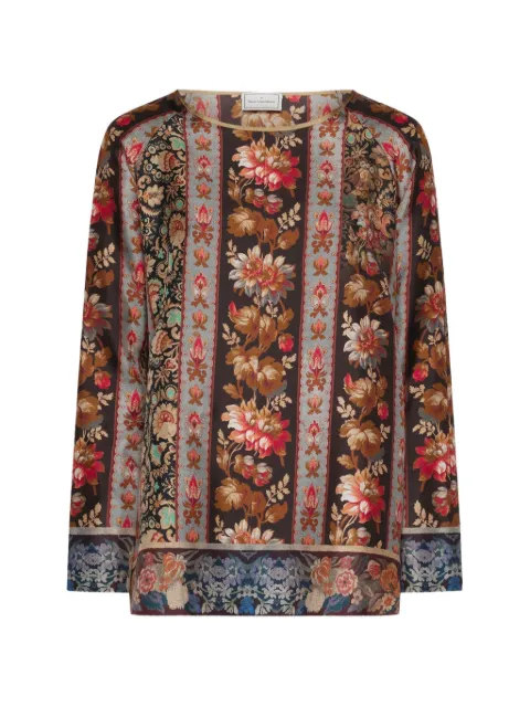 Pierre-Louis Mascia Aloe floral-print silk blouse Brown ALOESCML12951SE519410101