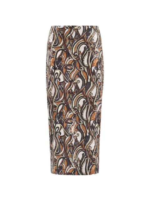 Pierre-Louis Mascia Ranat swirl-print midi skirt Brown RANATSGO11874PL150181101