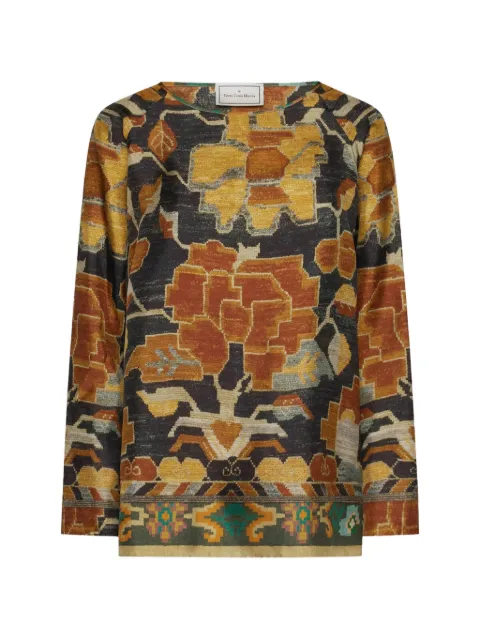 Pierre-Louis Mascia floral-print silk blouse Black ALOESCML12951SE519407101