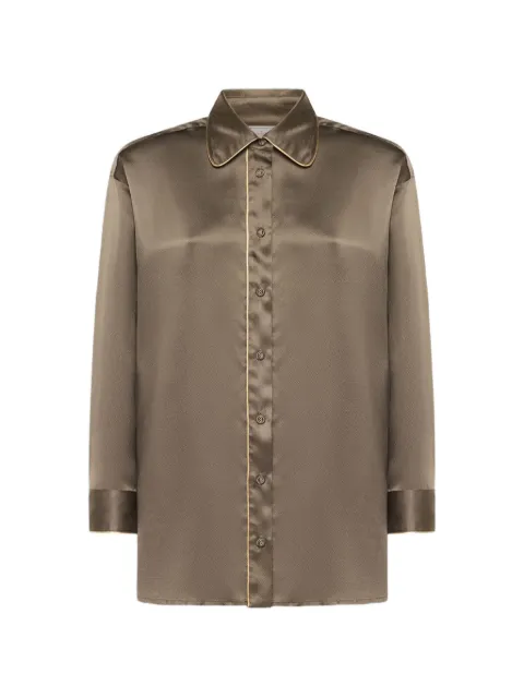 Pierre-Louis Mascia Mutka piping-detail silk shirt Brown MUTKAUCML12936SE72038FANGO